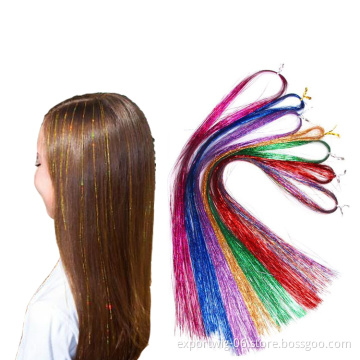 Synthetic Hair Extensions for Accessories High Temperature Fiber Bling Women's Hair Tinsel Glitter Strands In Braiders